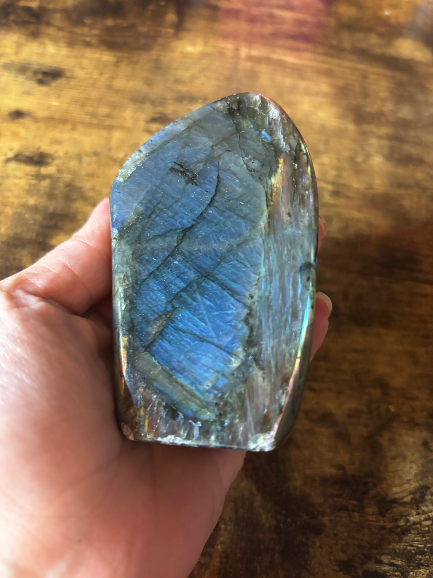 🌈 Rainbow Flash Labradorite Freeform | Polished Crystal Stone | Aura Protection • Intuition • Chakra Healing | 370g