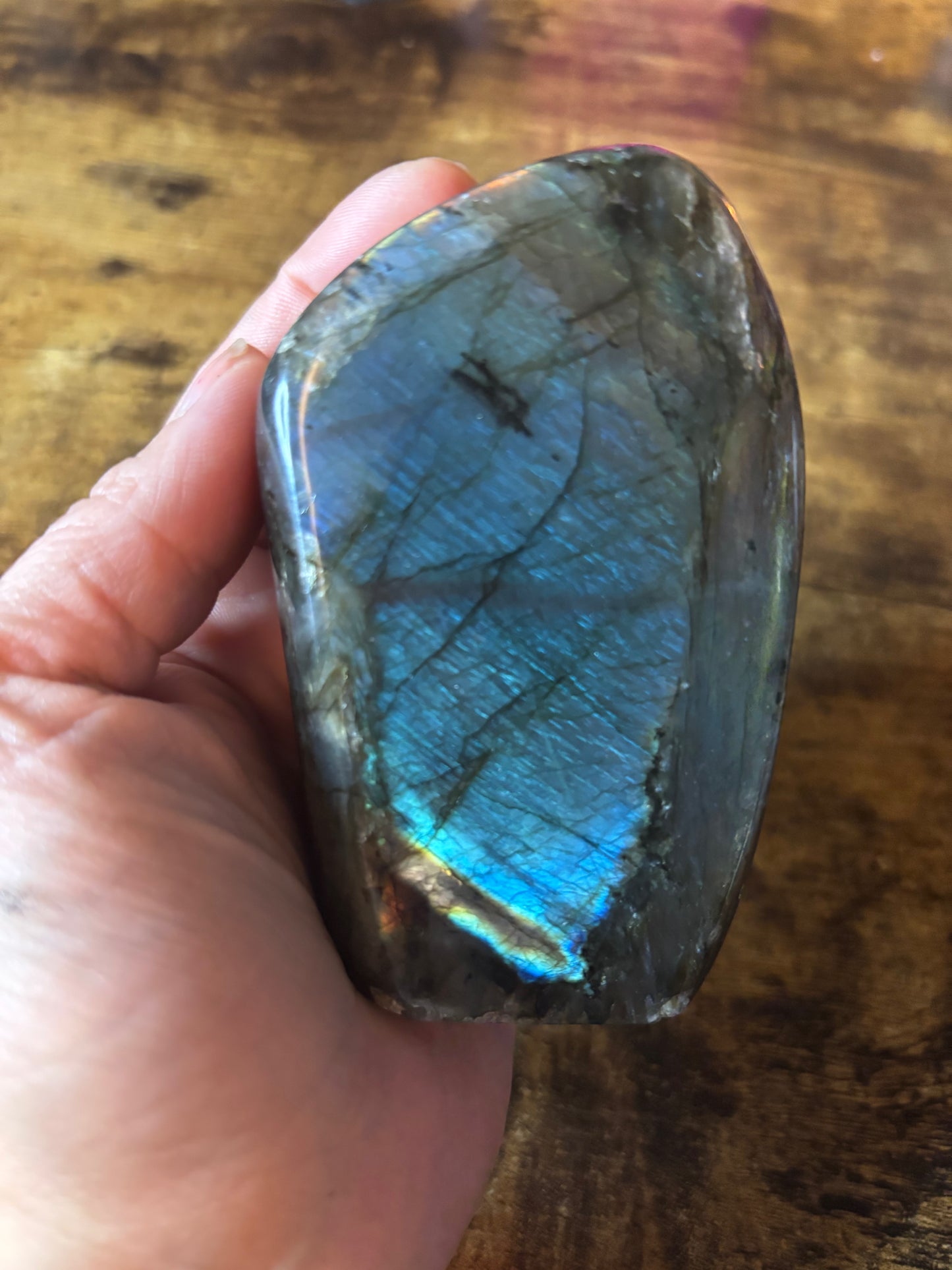 🌈 Rainbow Flash Labradorite Freeform | Polished Crystal Stone | Aura Protection • Intuition • Chakra Healing | 370g
