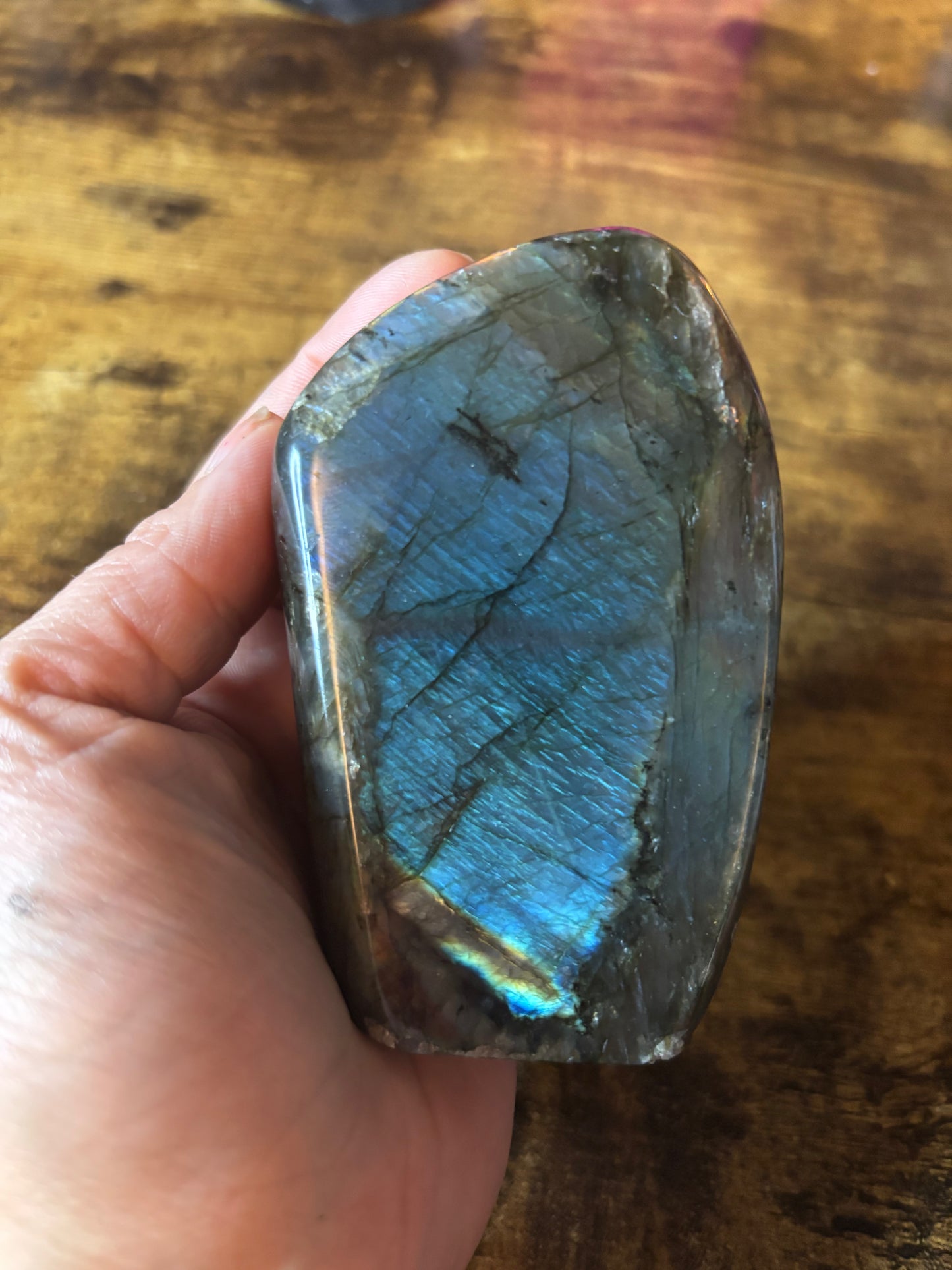 🌈 Rainbow Flash Labradorite Freeform | Polished Crystal Stone | Aura Protection • Intuition • Chakra Healing | 370g