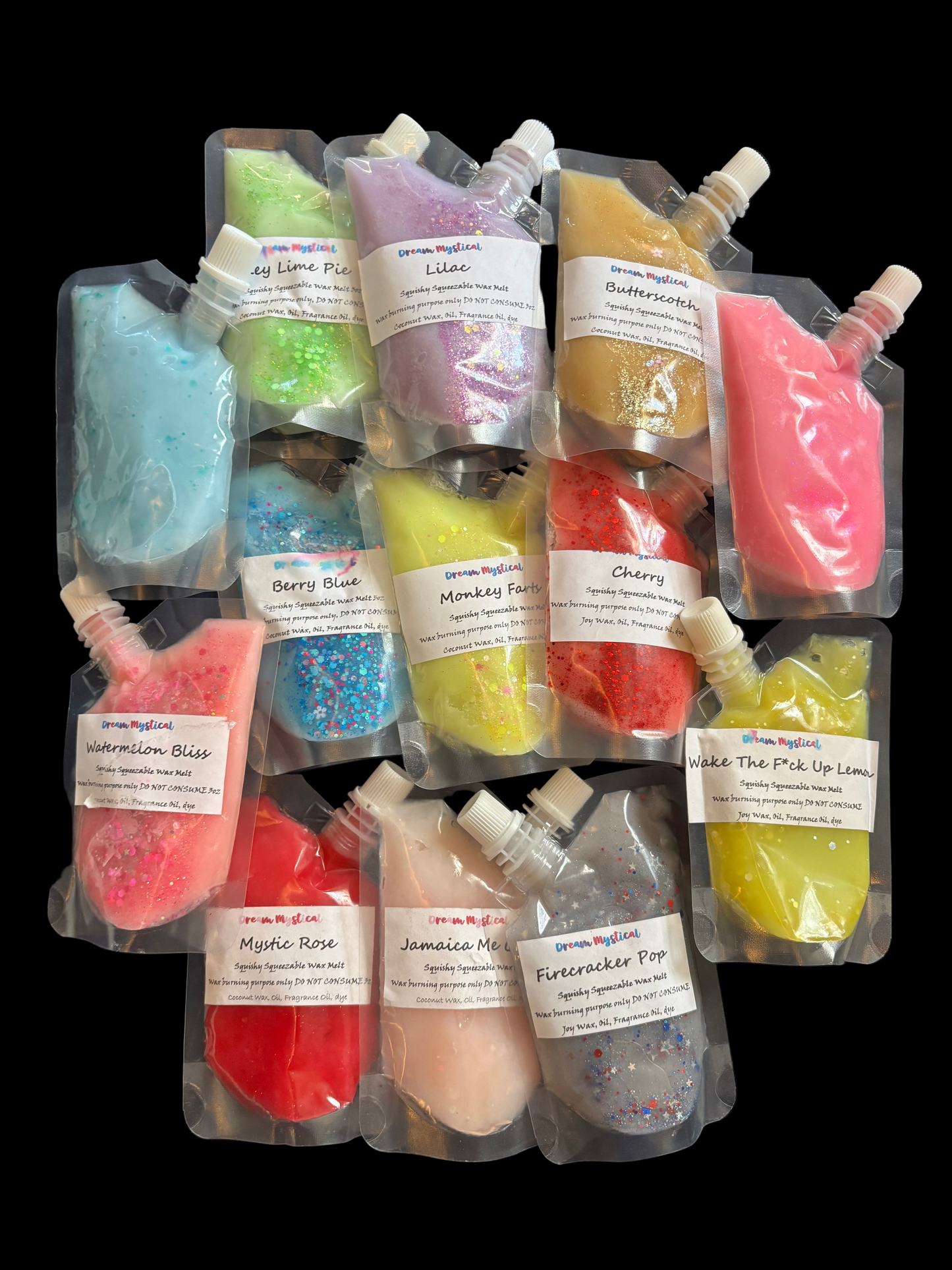 Squeezable Squishy Wax melts Cocnut wax Eco-friendly non toxic Different Scents