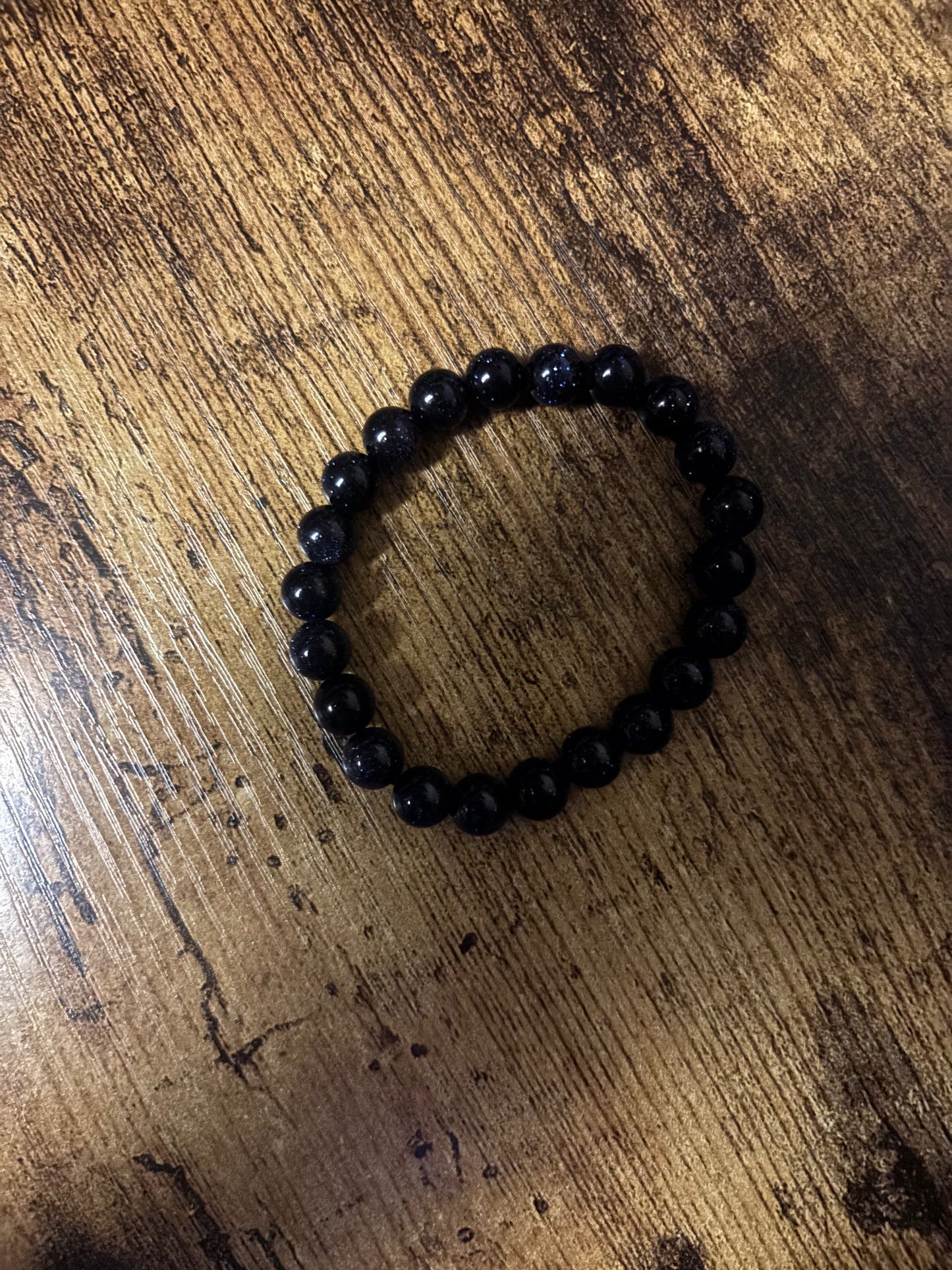 🌌 Handmade Celestial Blue Goldstone Bracelet | Evil Eye Protection & Throat Chakra Healing