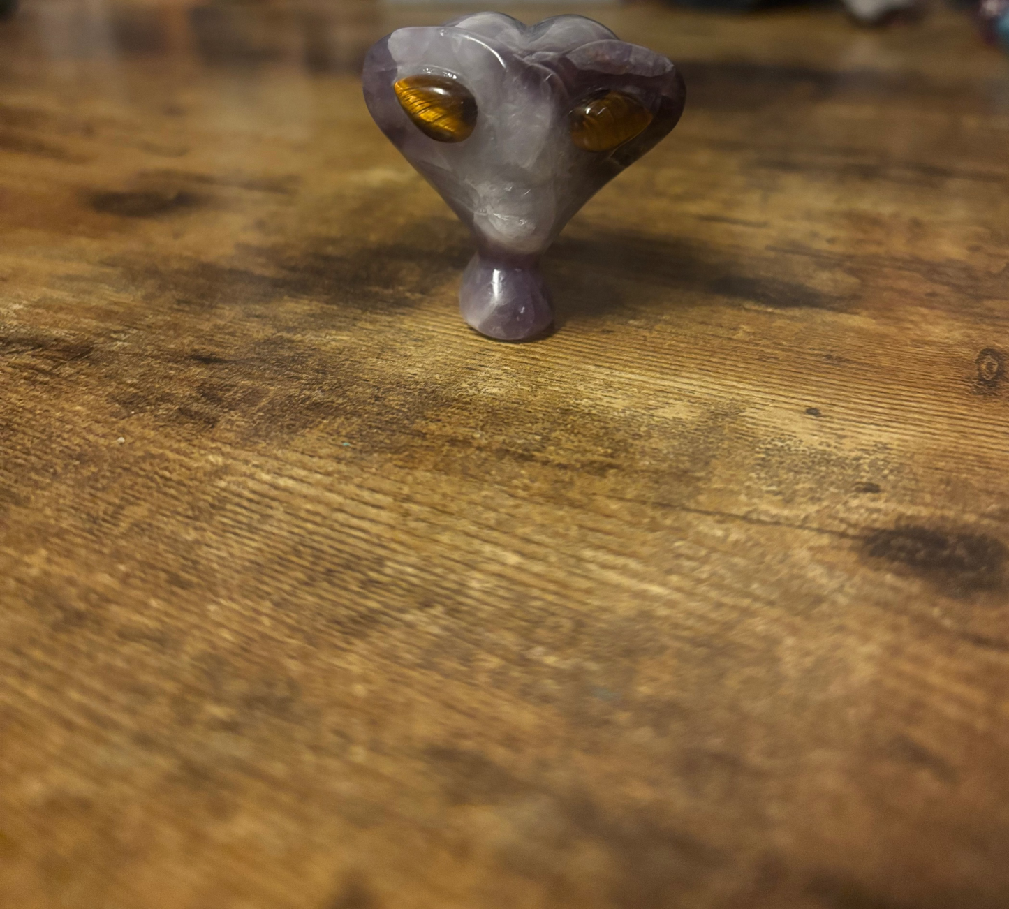 👽 Amethyst & Tiger’s Eye Alien Head – 63g / 2” – Spiritual Protection & Higher Vision