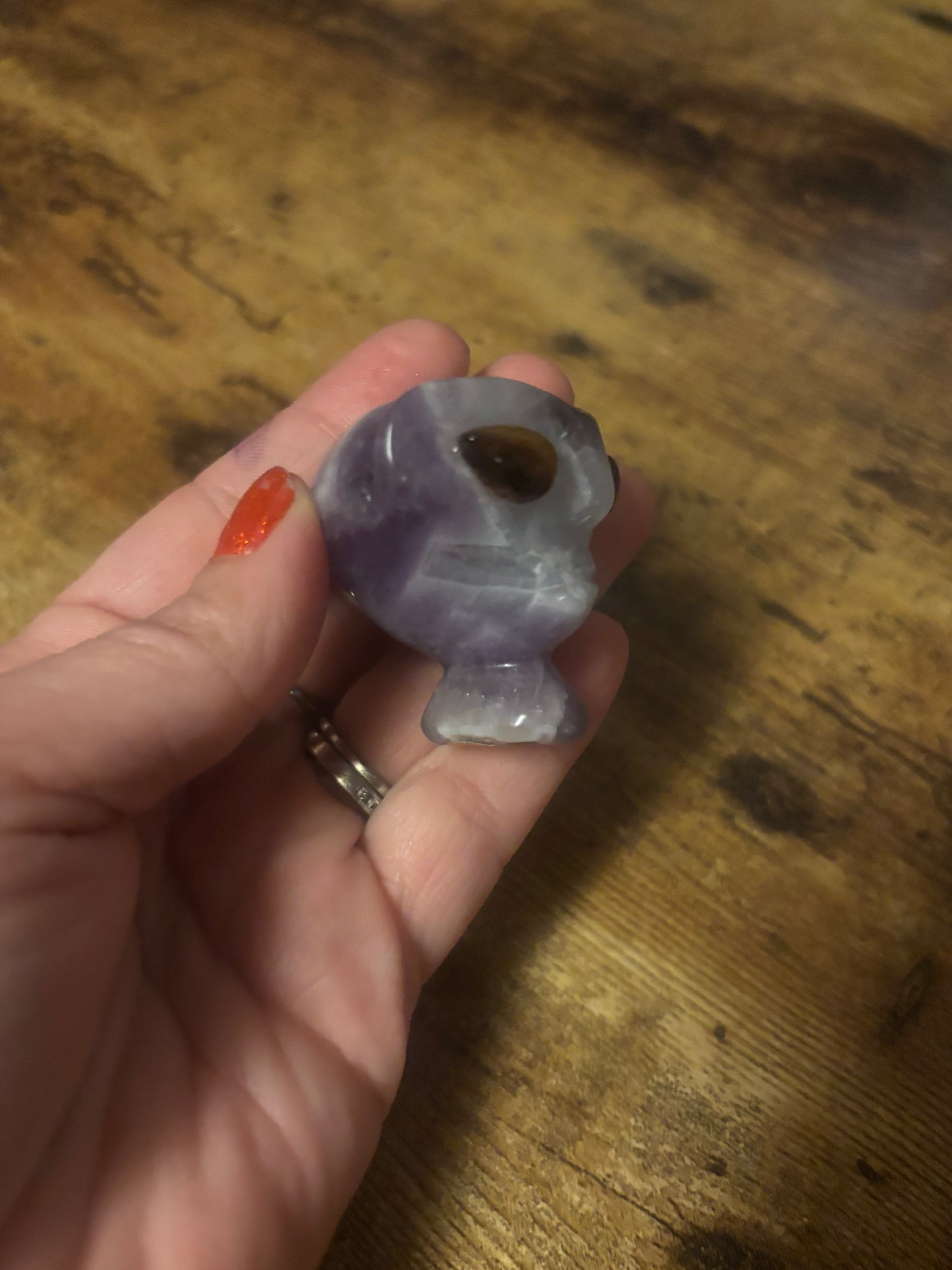 👽 Amethyst & Tiger’s Eye Alien Head – 63g / 2” – Spiritual Protection & Higher Vision