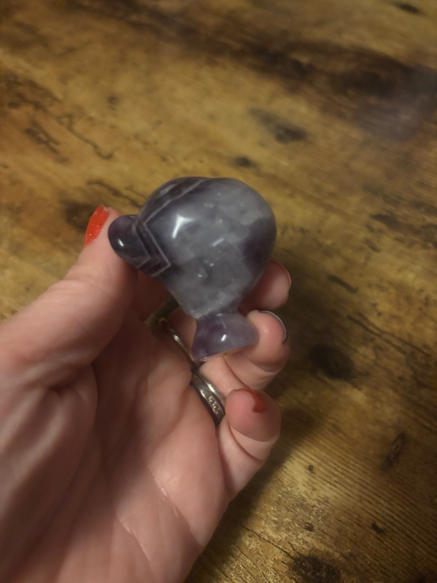 👽 Amethyst & Tiger’s Eye Alien Head – 63g / 2” – Spiritual Protection & Higher Vision