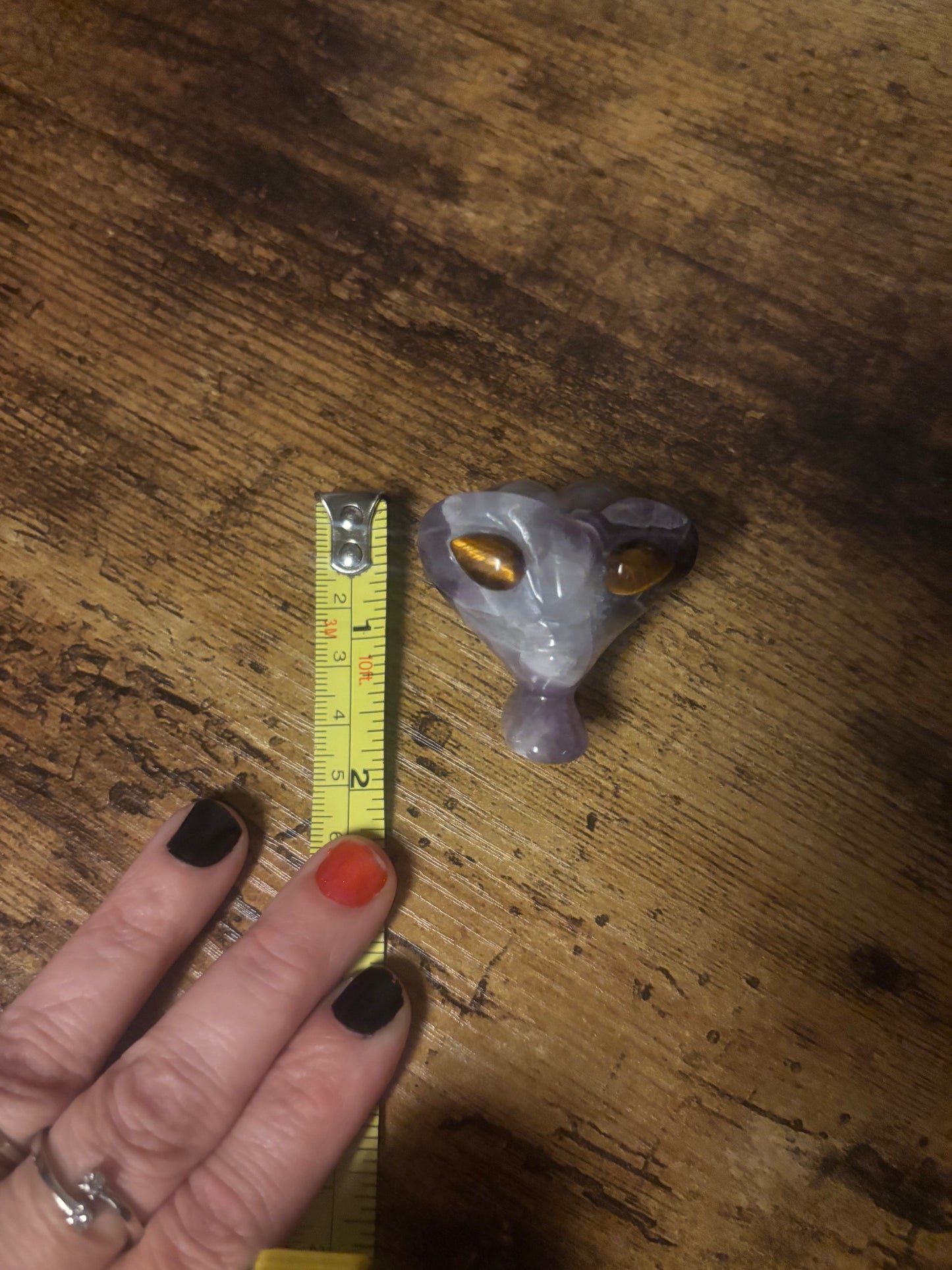 👽 Amethyst & Tiger’s Eye Alien Head – 63g / 2” – Spiritual Protection & Higher Vision