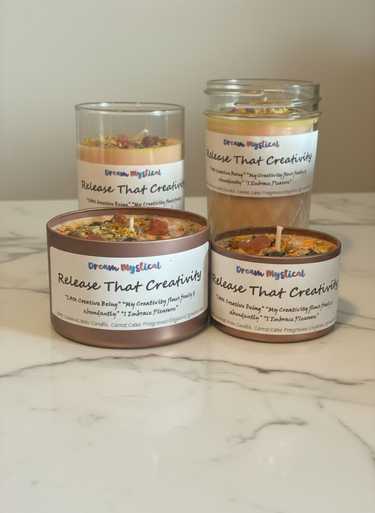 Release That Creativity – Carrot Cake Crystal Intention Candle | Sacral Chakra | Manifestation & Abundance