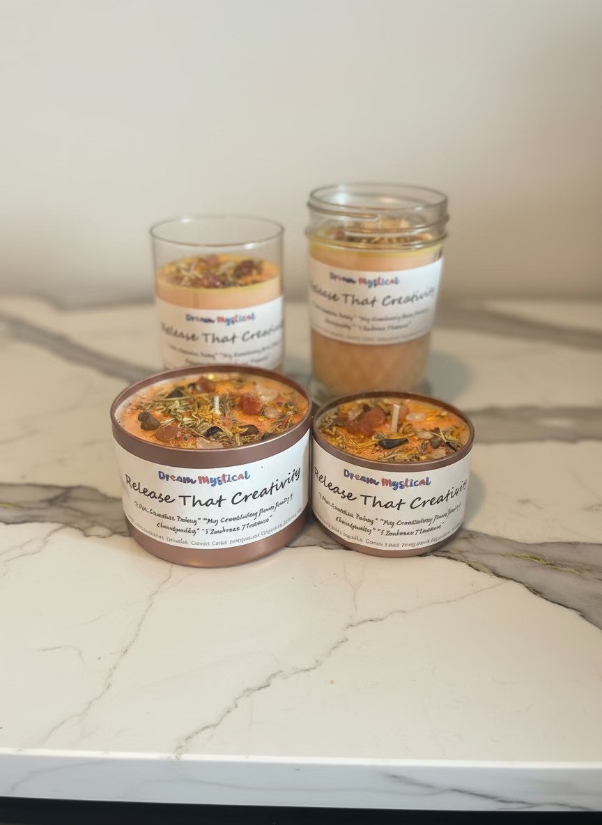 Release That Creativity – Carrot Cake Crystal Intention Candle | Sacral Chakra | Manifestation & Abundance