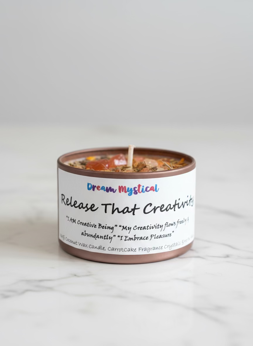 Release That Creativity – Carrot Cake Crystal Intention Candle | Sacral Chakra | Manifestation & Abundance