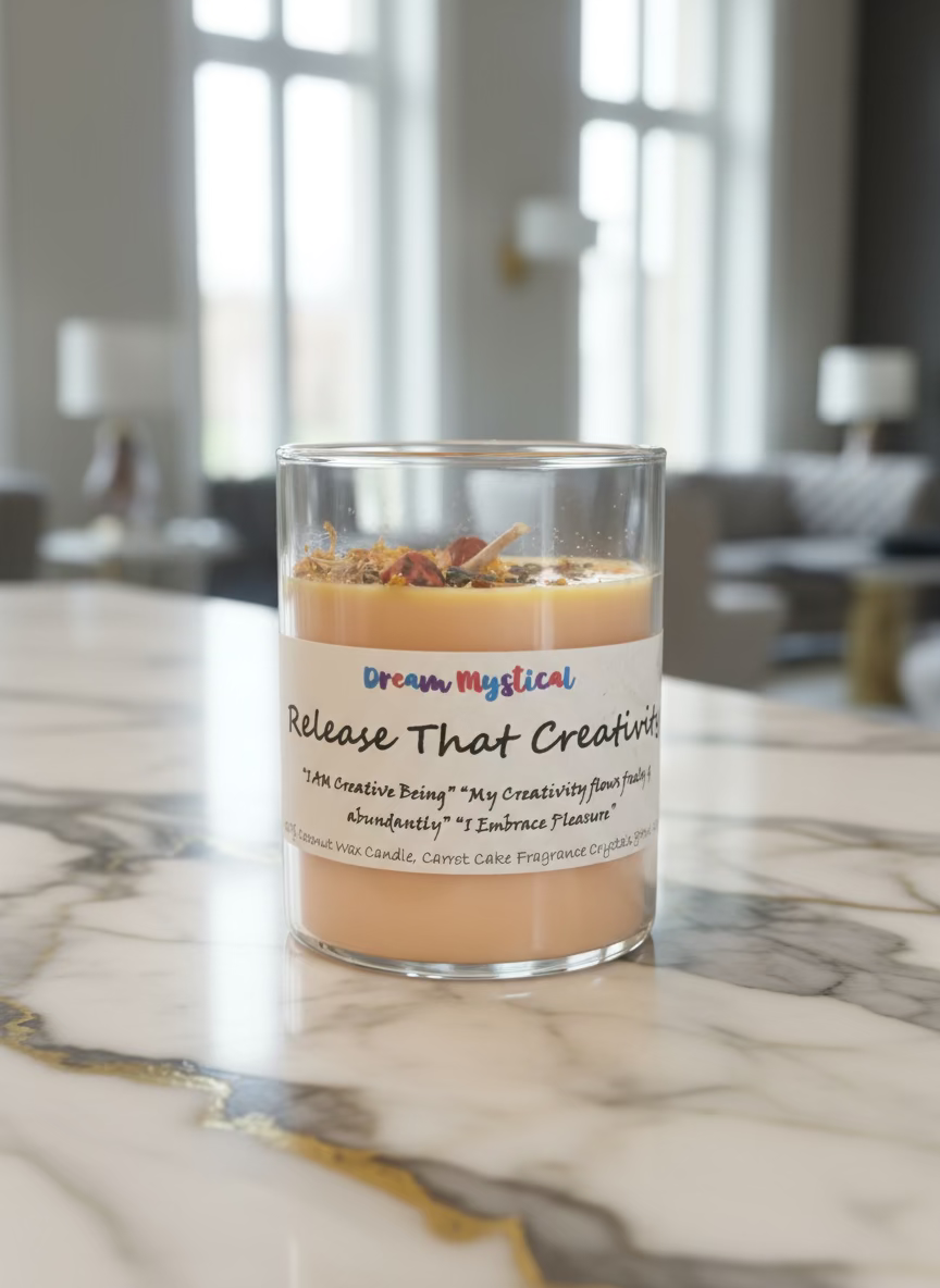 Release That Creativity – Carrot Cake Crystal Intention Candle | Sacral Chakra | Manifestation & Abundance
