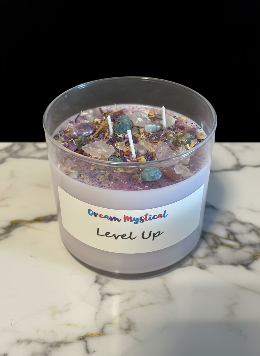 💫Level Up – Enlightenment & Ascension Intention Candle | Crown Chakra Activation | Spiritual Growth & Higher Awareness 100% coconut Wax