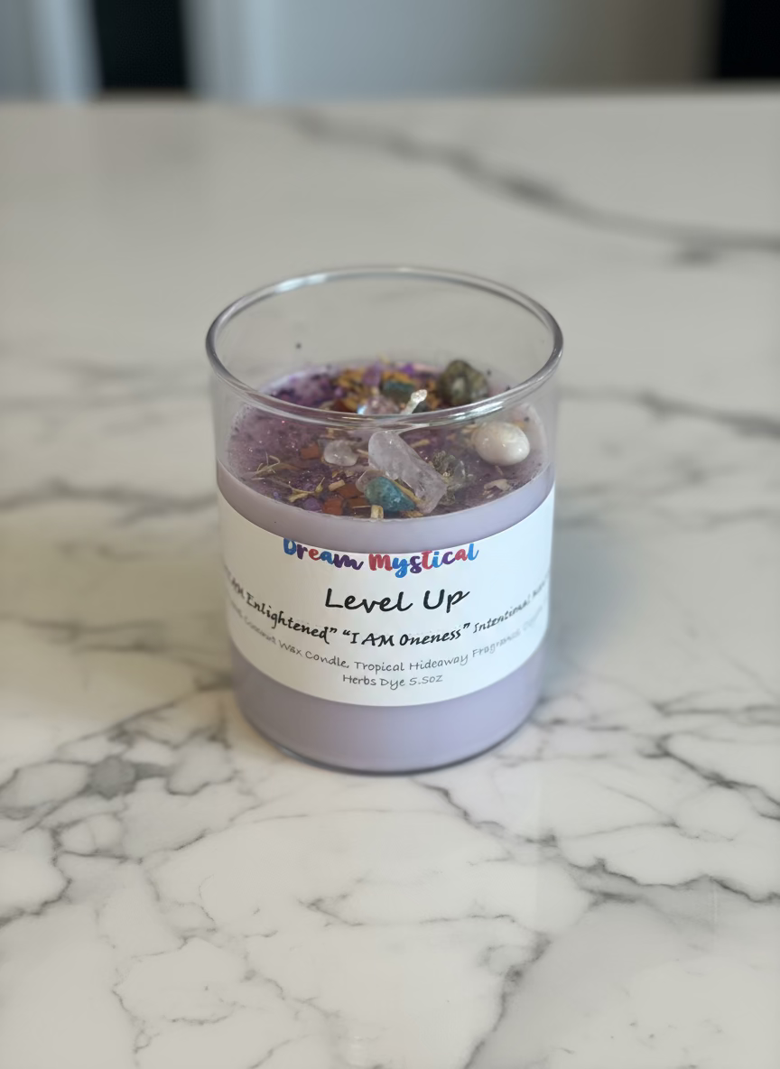 💫Level Up – Enlightenment & Ascension Intention Candle | Crown Chakra Activation | Spiritual Growth & Higher Awareness 100% coconut Wax