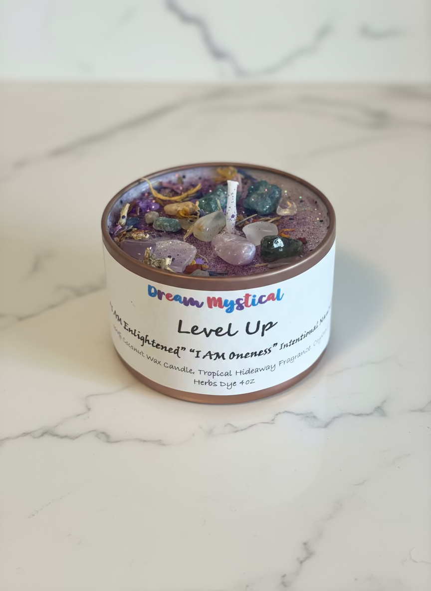 💫Level Up – Enlightenment & Ascension Intention Candle | Crown Chakra Activation | Spiritual Growth & Higher Awareness 100% coconut Wax