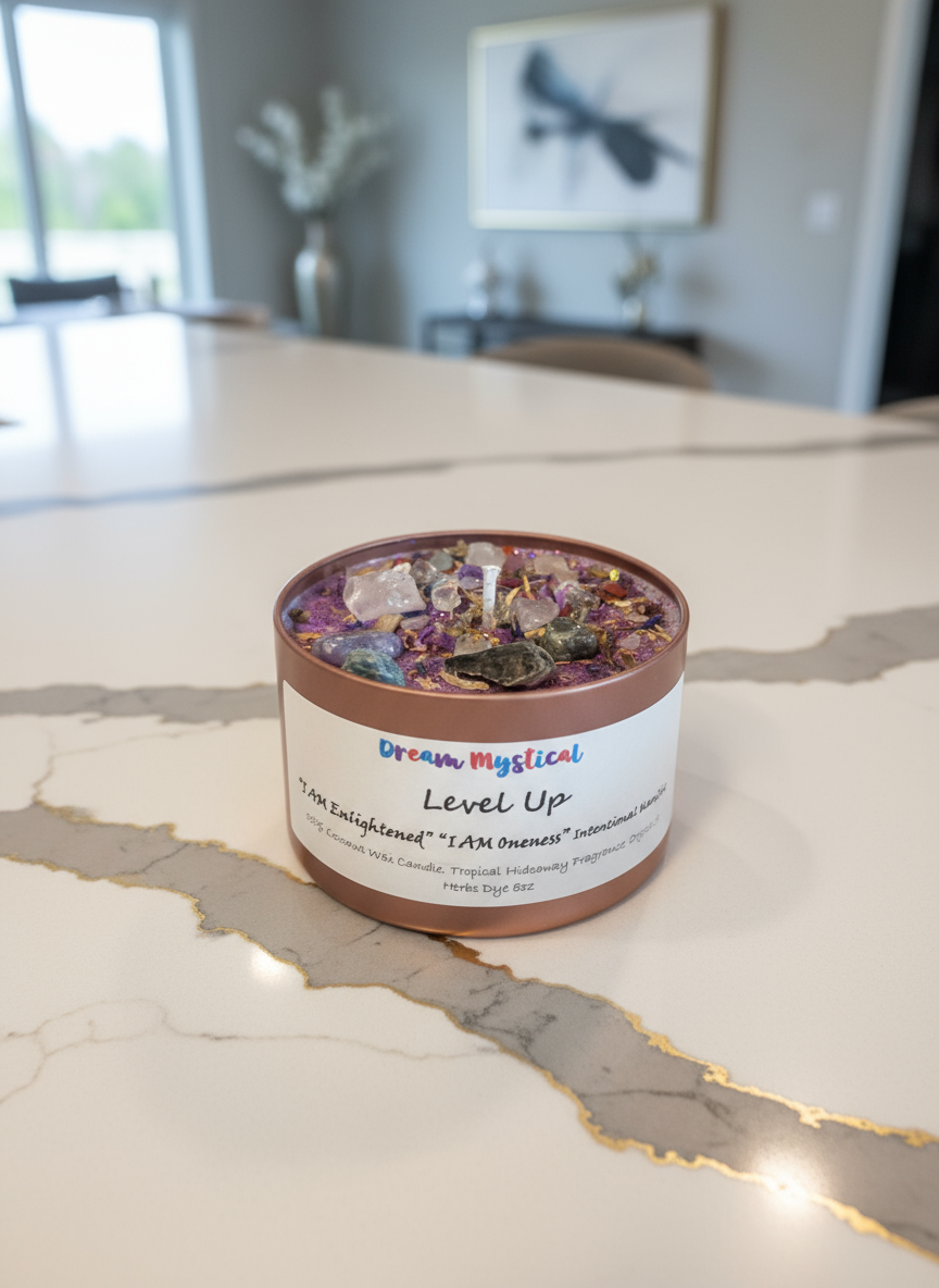 💫Level Up – Enlightenment & Ascension Intention Candle | Crown Chakra Activation | Spiritual Growth & Higher Awareness 100% coconut Wax