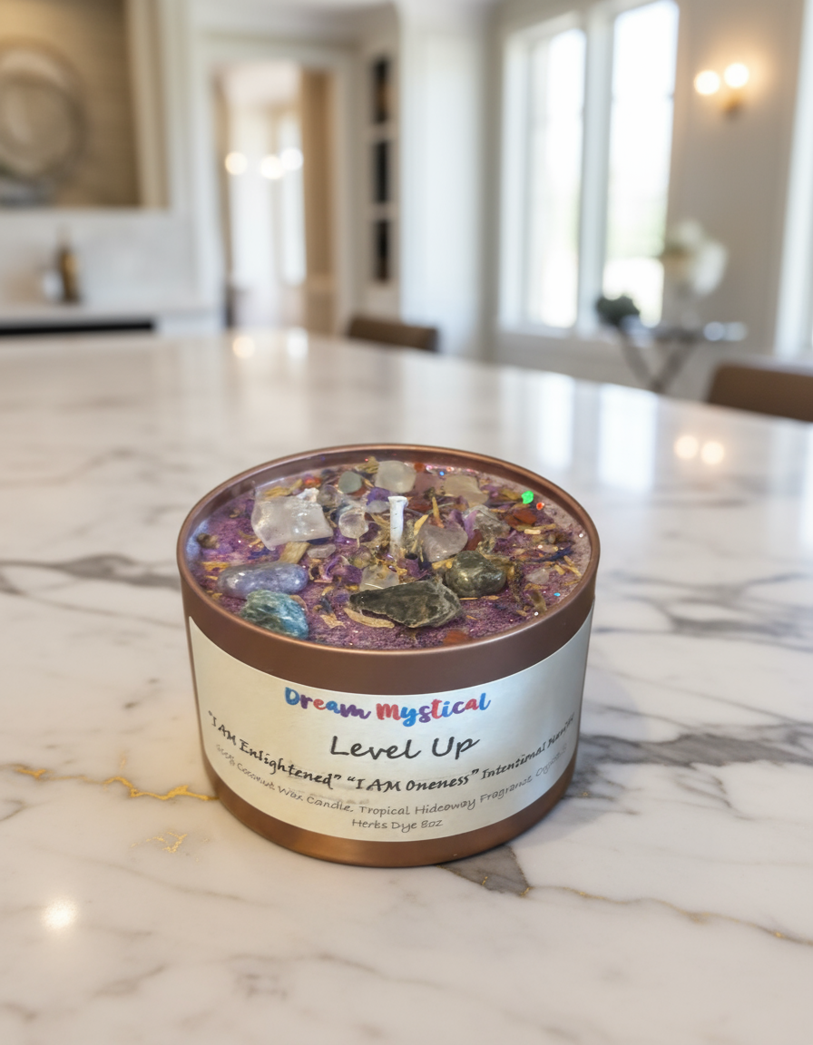 💫Level Up – Enlightenment & Ascension Intention Candle | Crown Chakra Activation | Spiritual Growth & Higher Awareness 100% coconut Wax