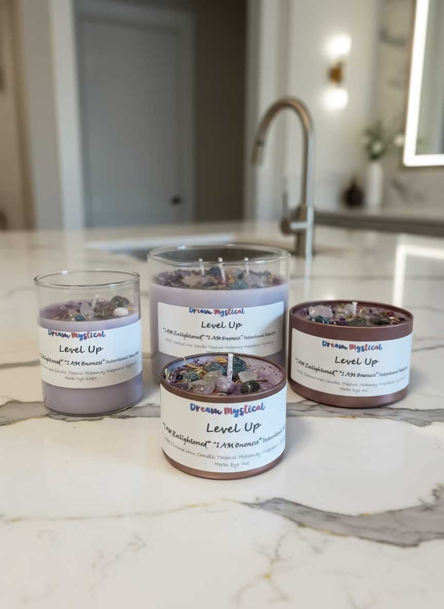 💫Level Up – Enlightenment & Ascension Intention Candle | Crown Chakra Activation | Spiritual Growth & Higher Awareness 100% coconut Wax