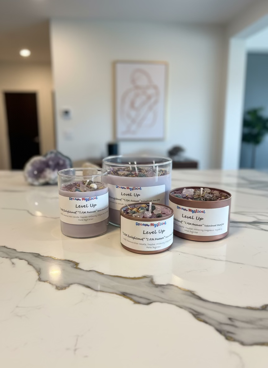 💫Level Up – Enlightenment & Ascension Intention Candle | Crown Chakra Activation | Spiritual Growth & Higher Awareness 100% coconut Wax