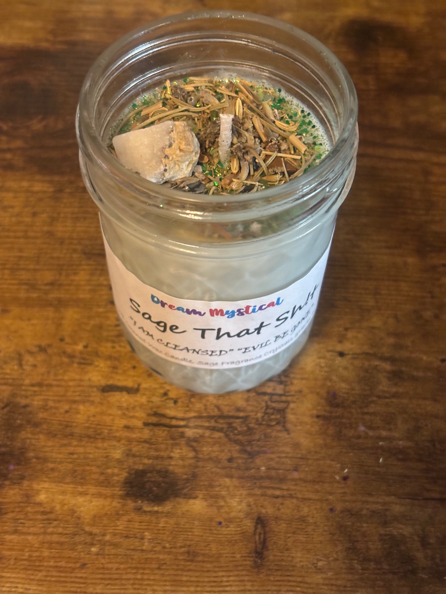 🌿 Sage That Sh!t – “I Am Cleansed, Evil Be Gone” Energy Clearing Protection Candle