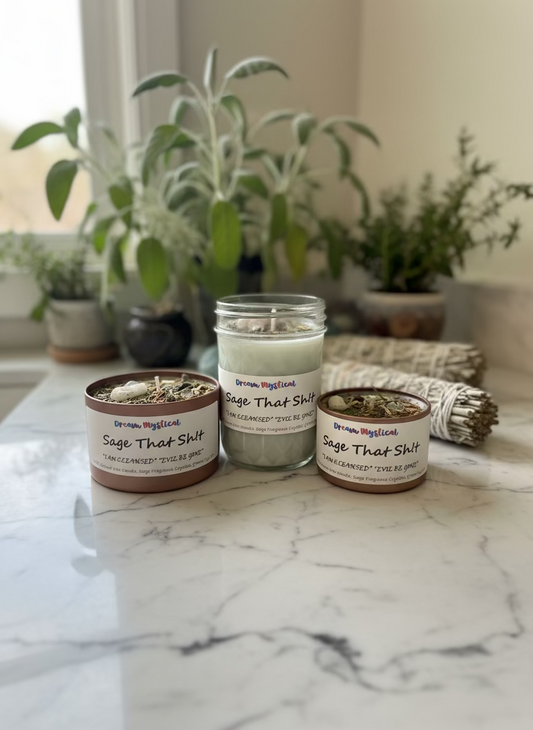 🌿 Sage That Sh!t – “I Am Cleansed, Evil Be Gone” Energy Clearing Protection Candle