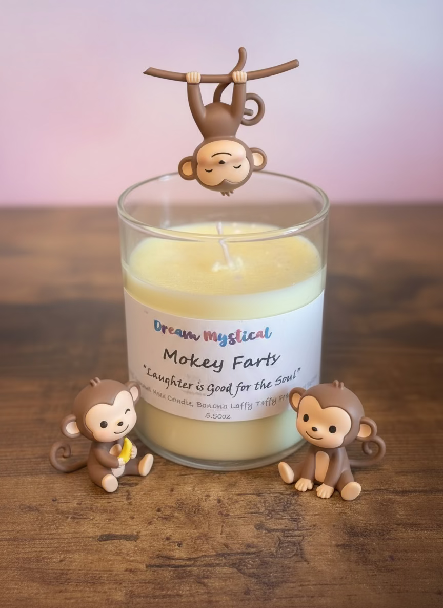🍌 Mokey Farts – “Laughter is Good for the Soul” Banana Laffy Taffy Candle
