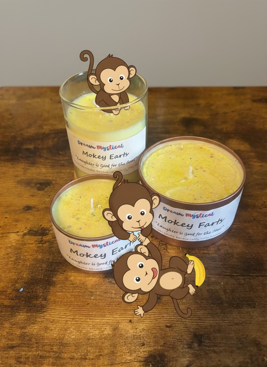 🍌 Mokey Farts – “Laughter is Good for the Soul” Banana Laffy Taffy Candle