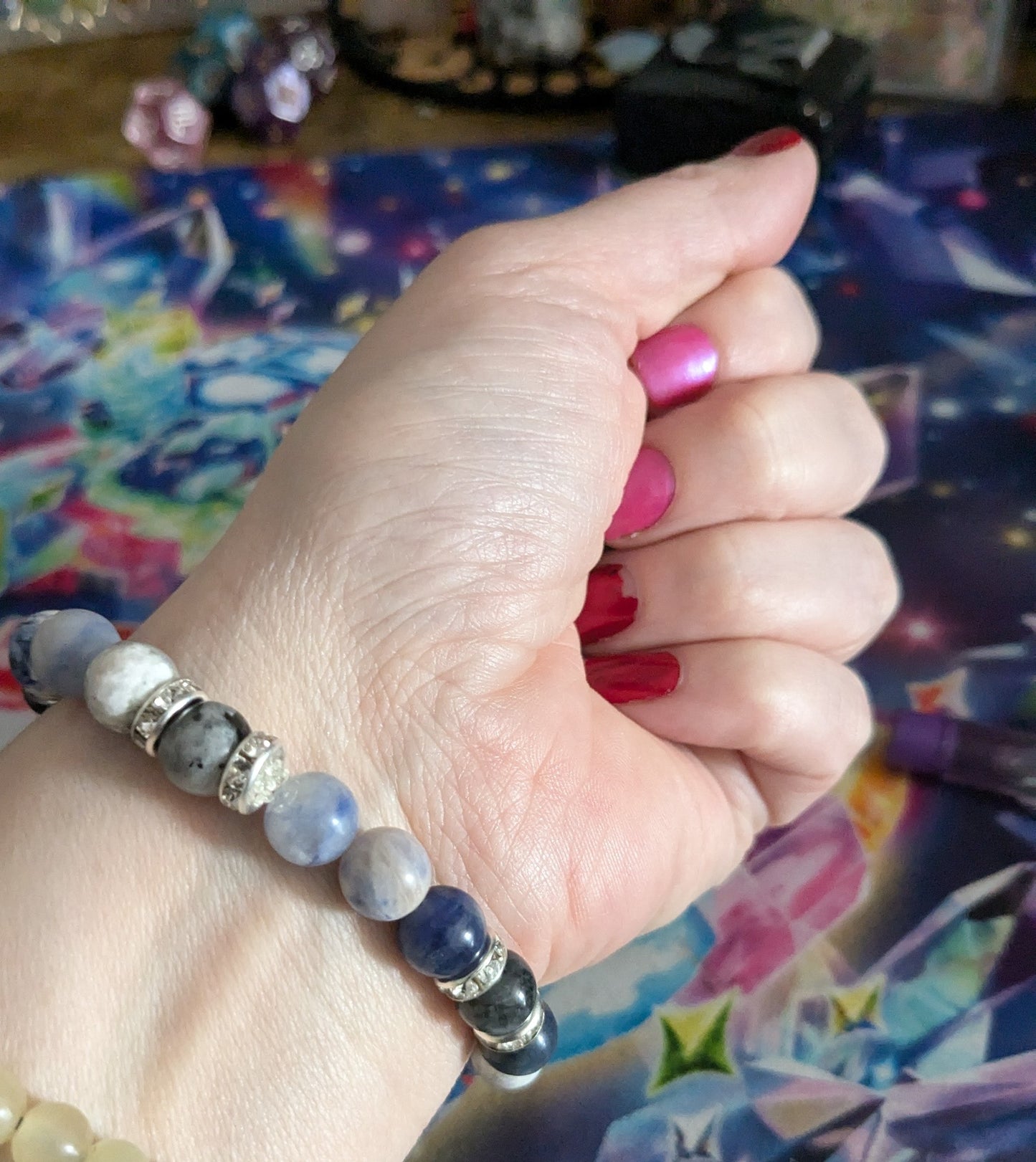 Empath Protection Moon Charm Solidate Labradorite Genuine 8mm Crystal Bracelet