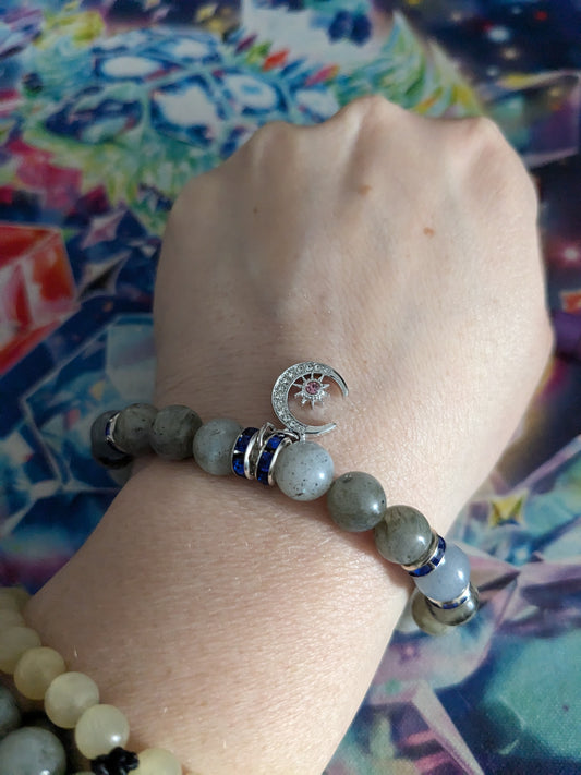 Higher Awareness genuine Moonstone Persian Jade 8mm Crystal Bracelet