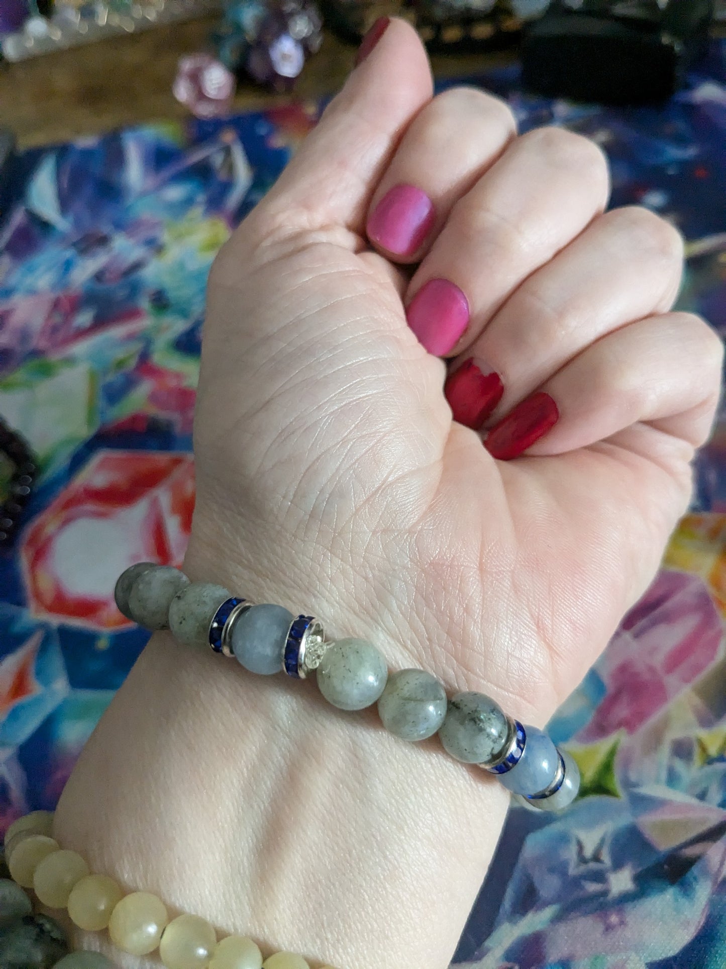 Higher Awareness genuine Moonstone Persian Jade 8mm Crystal Bracelet