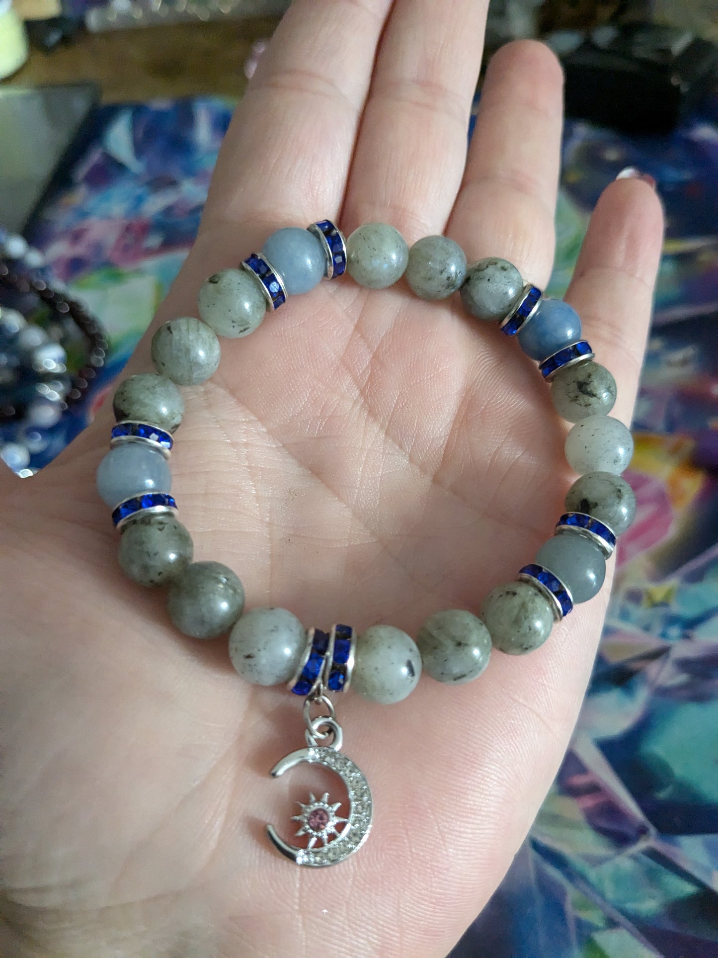 Higher Awareness genuine Moonstone Persian Jade 8mm Crystal Bracelet