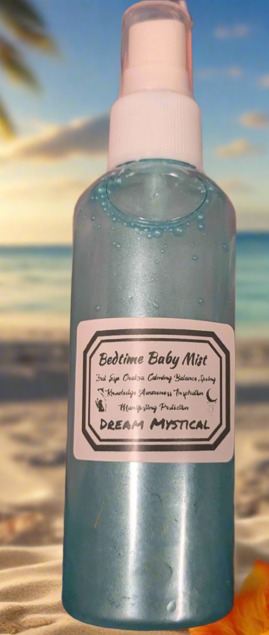 Bedtime Baby Mist handmade 3rd Eye chakra• Knowing •Balance• Calming• Healing •Manifest• Protection• Protection infused with crystal