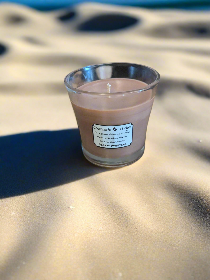 Chocolate Fudge Manifest Intentional Candle Sacral Chakra Relieves Stress Focus Protection Pleasure Enhance Mood Abundance Wellbeing