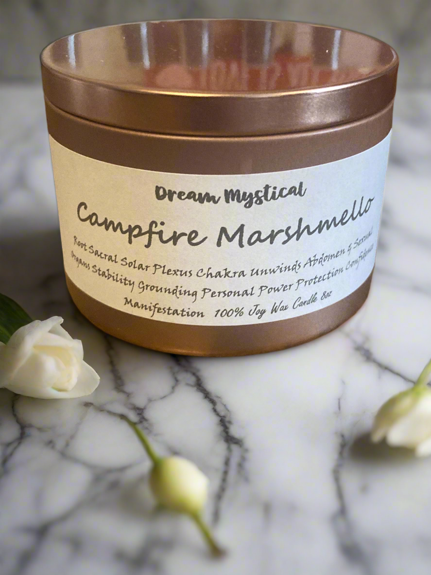Campfire Marshmallow Manifesting Candle Root Sacral Solar Plexus Unwind Abdomen & Sexual Organs Protection  Grounding Personal Power