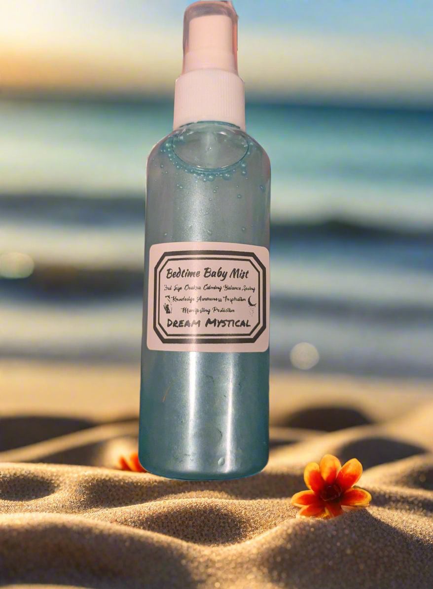 Bedtime Baby Mist handmade 3rd Eye chakra• Knowing •Balance• Calming• Healing •Manifest• Protection• Protection infused with crystal