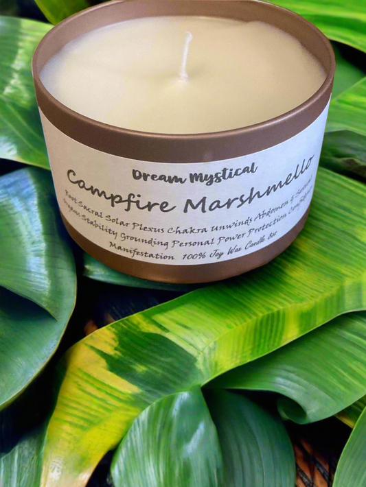 Campfire Marshmallow Manifesting Candle Root Sacral Solar Plexus Unwind Abdomen & Sexual Organs Protection  Grounding Personal Power