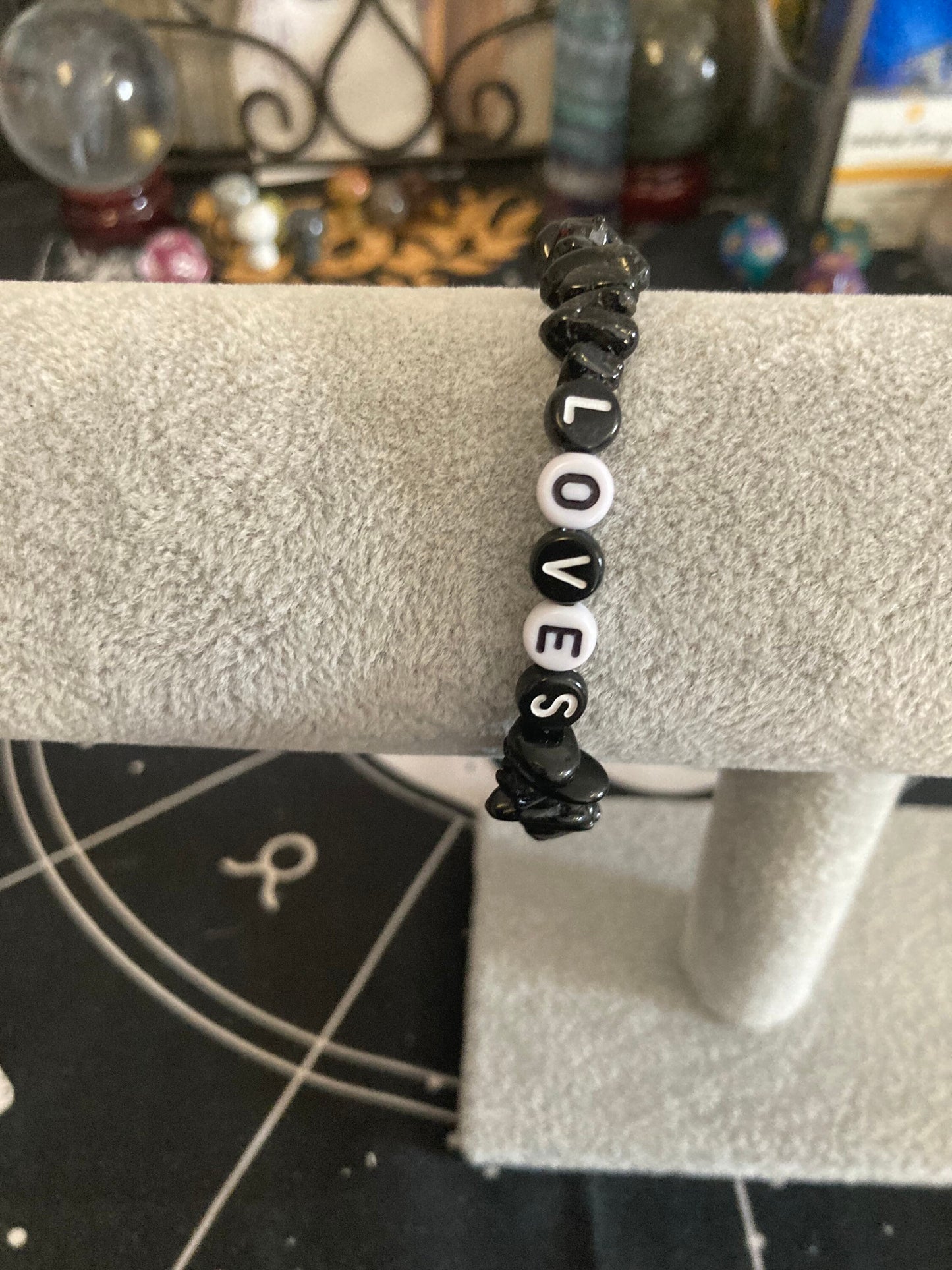 Black Tourmaline Jesus Loves Me Protection Natural Genuine Healing Crystal Bracelet