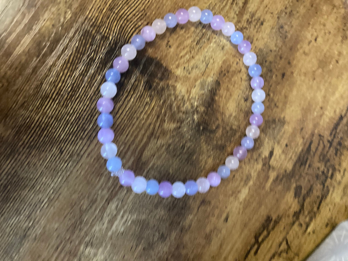 6MM Mystic Magical Unicorn Blue Aquamarine Rose Quartz Amethyst Divine Natural Healing Crystal Anklet Reiki