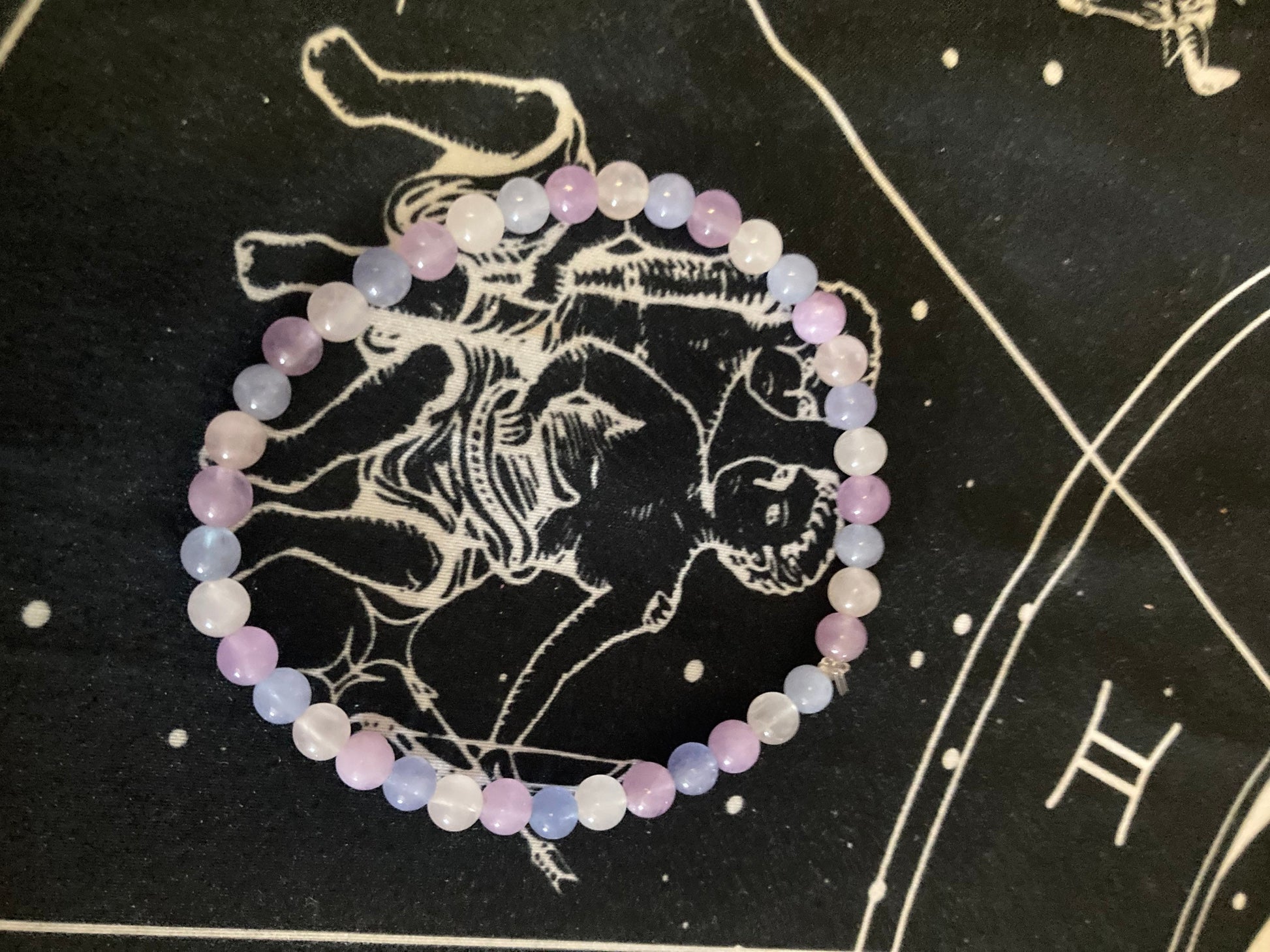 6MM Mystic Magical Unicorn Blue Aquamarine Rose Quartz Amethyst Divine Natural Healing Crystal Anklet Reiki