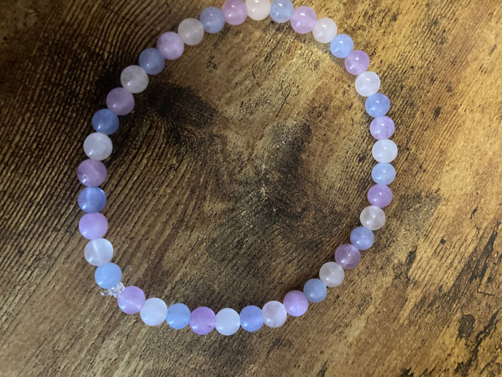 6MM Mystic Magical Unicorn Blue Aquamarine Rose Quartz Amethyst Divine Natural Healing Crystal Anklet Reiki