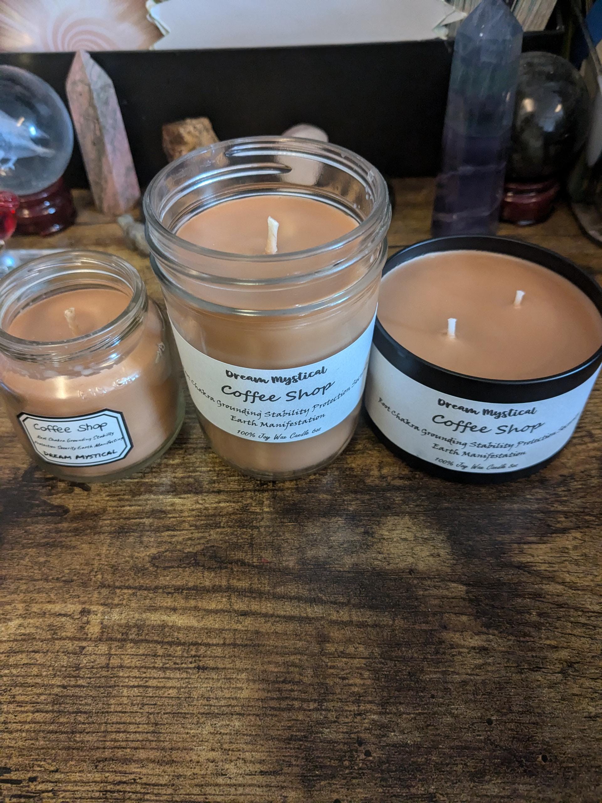 Coffee Shop Manifest Intentional Candle Root Chakra Protection Grounding Security Connection to Earth Stability