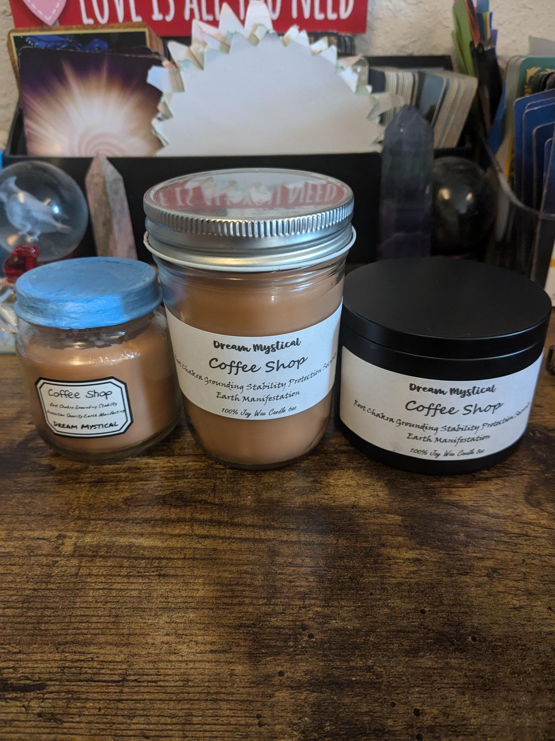 Coffee Shop Manifest Intentional Candle Root Chakra Protection Grounding Security Connection to Earth Stability