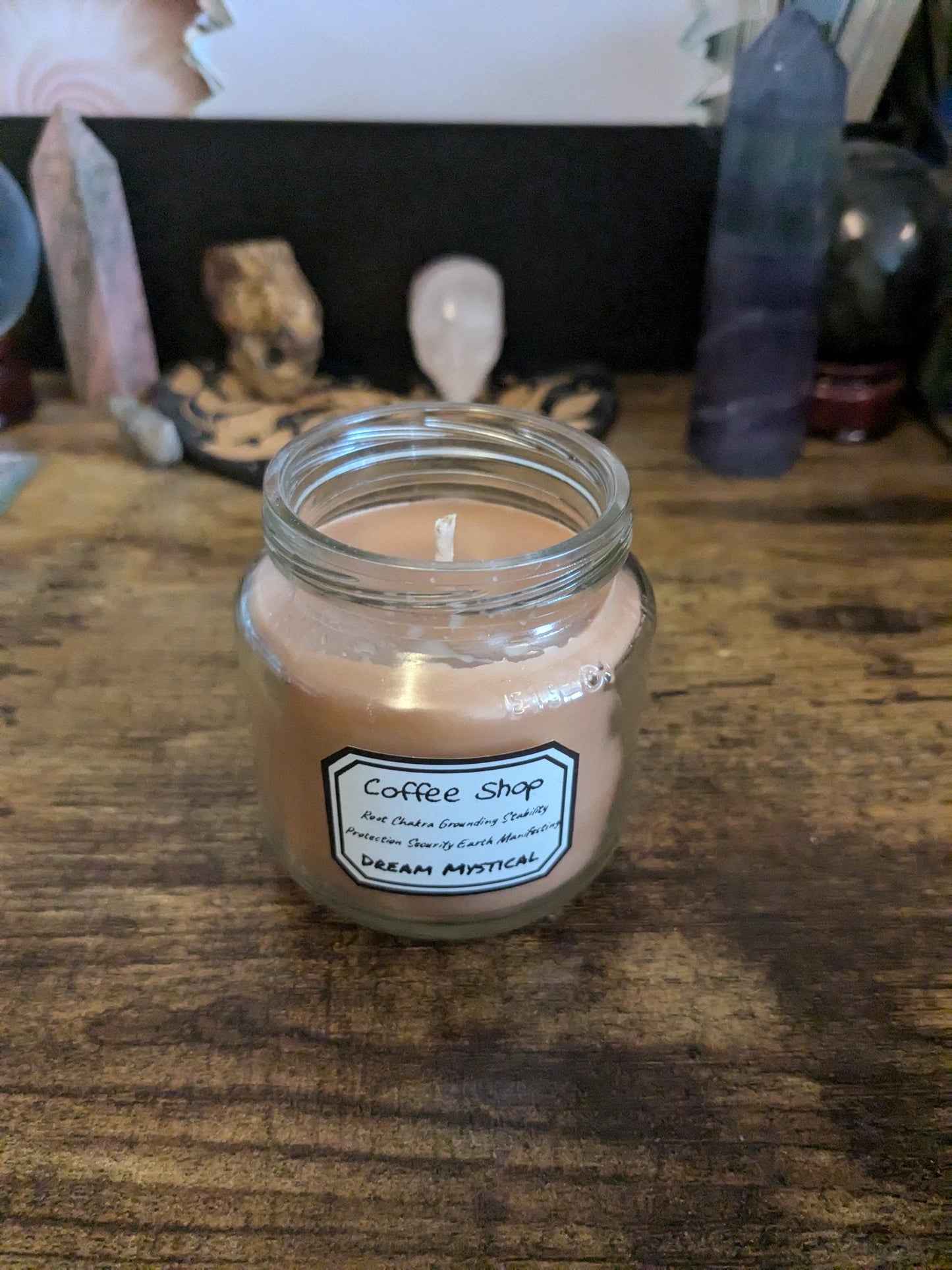 Coffee Shop Manifest Intentional Candle Root Chakra Protection Grounding Security Connection to Earth Stability