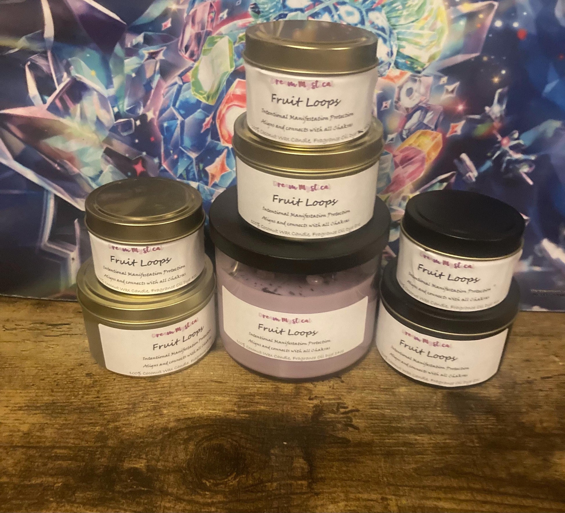 Fruit Loops Intentional Manifesting Alligns and connects with all chakras Candle 100% coconut wax