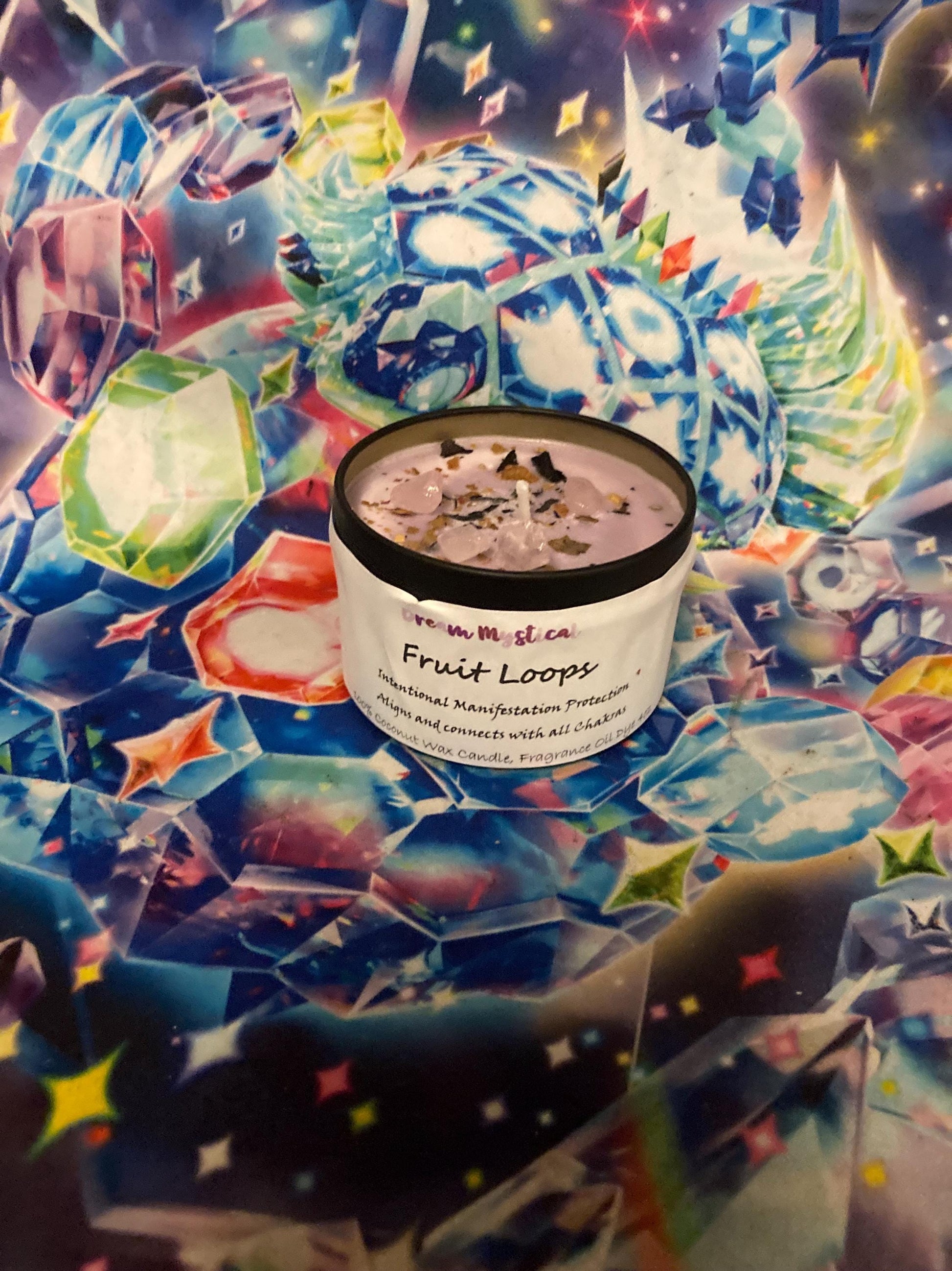 Fruit Loops Intentional Manifesting Alligns and connects with all chakras Candle 100% coconut wax