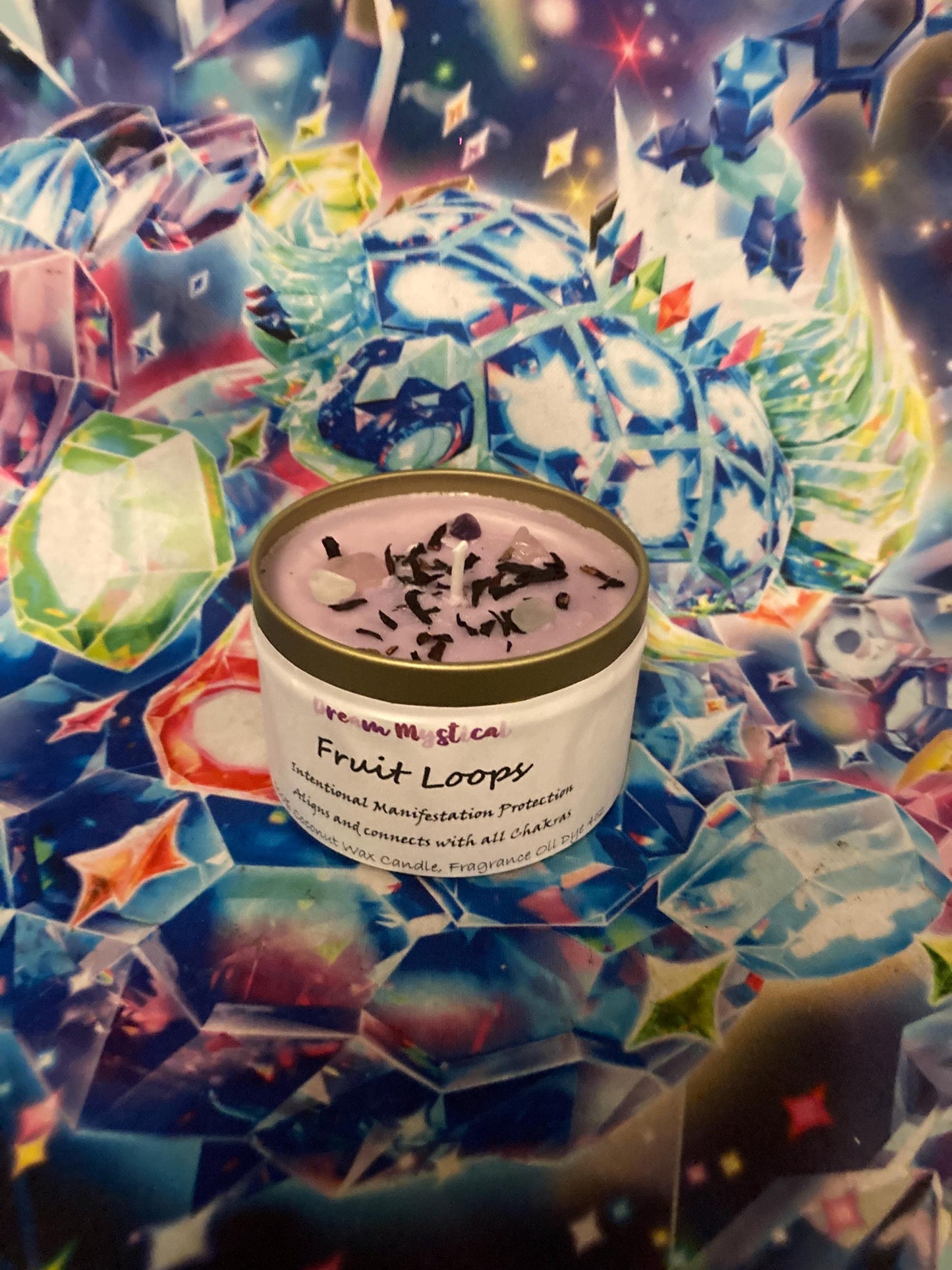 Fruit Loops Intentional Manifesting Alligns and connects with all chakras Candle 100% coconut wax