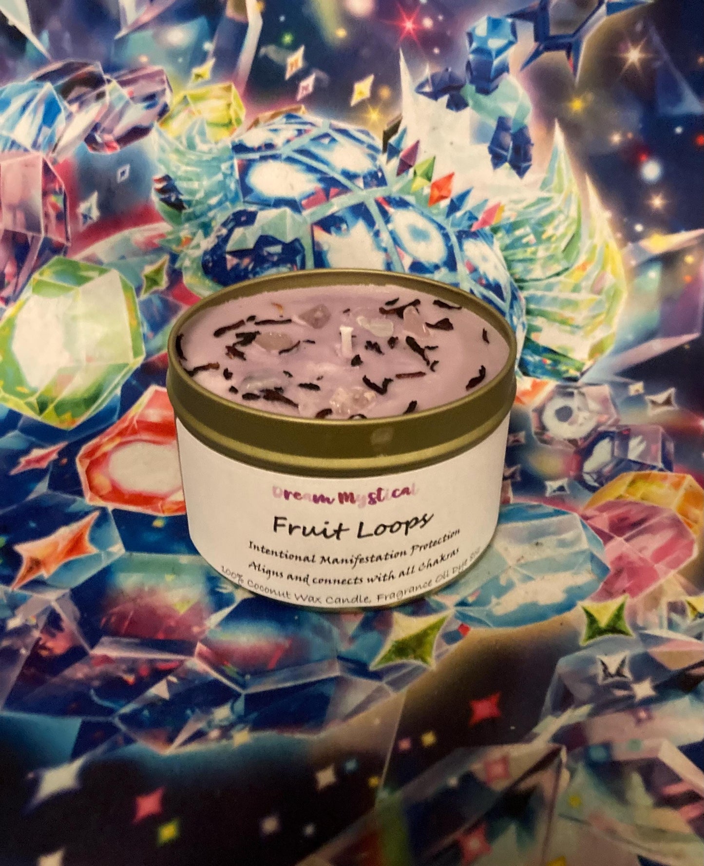 Fruit Loops Intentional Manifesting Alligns and connects with all chakras Candle 100% coconut wax