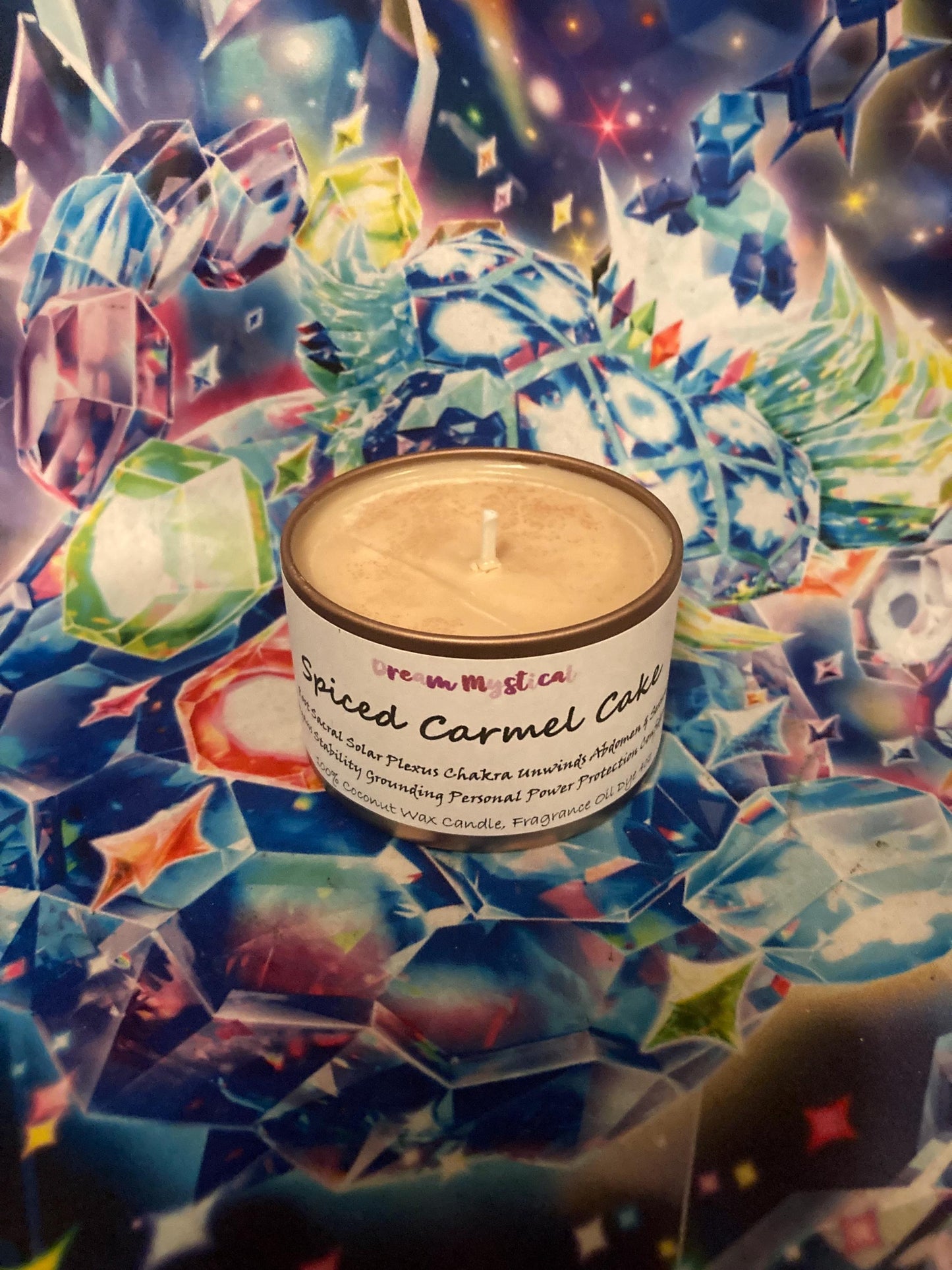 Spiced Carmel Cake Intentional Candle Root Chakra Reiki Grounding Security Stability Protection Communication Manifestation 100% Coconut wax