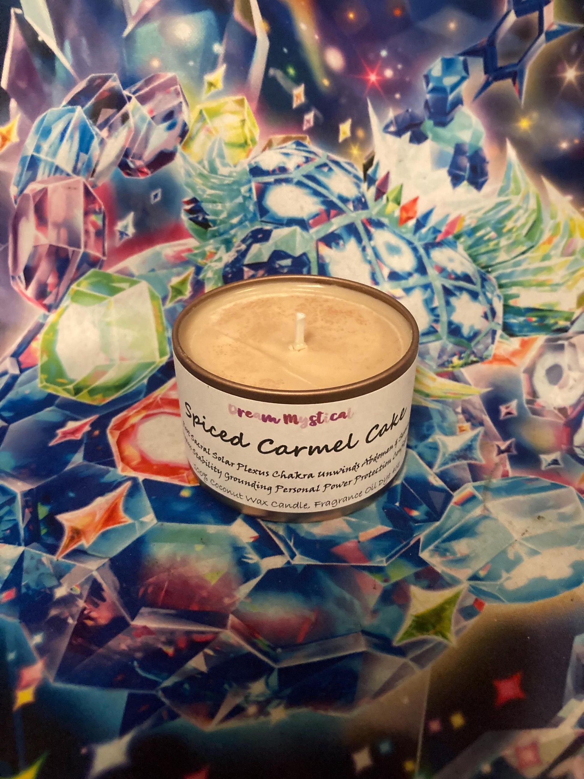 Spiced Carmel Cake Intentional Candle Root Chakra Reiki Grounding Security Stability Protection Communication Manifestation 100% Coconut wax