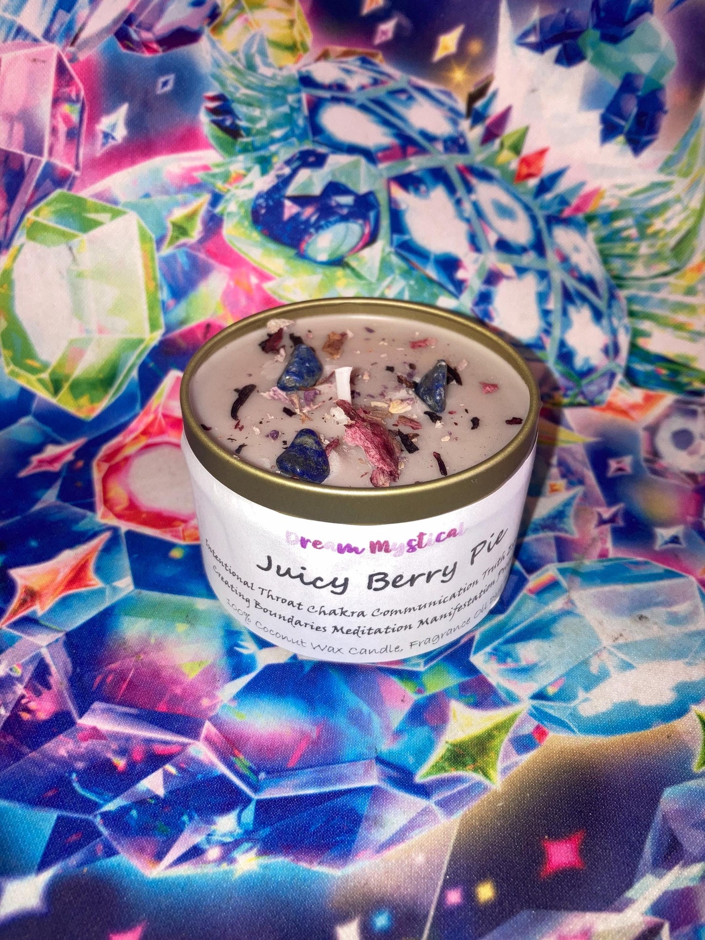 Juicy Berry Pie Intentional Manifest Candle~ Throat chakra • Communcation • Peaceful• Truth • Boundaries • Healing• Protection
