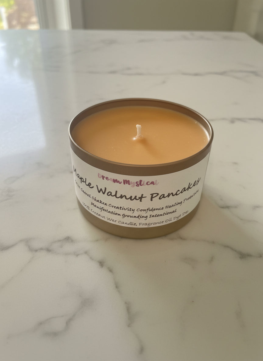 Maple Walnut Pancakes Intentional Manifest Candle SolarPlexus /Sacral Chakra Confidence Creativity Protection Balance Mentoring Healing