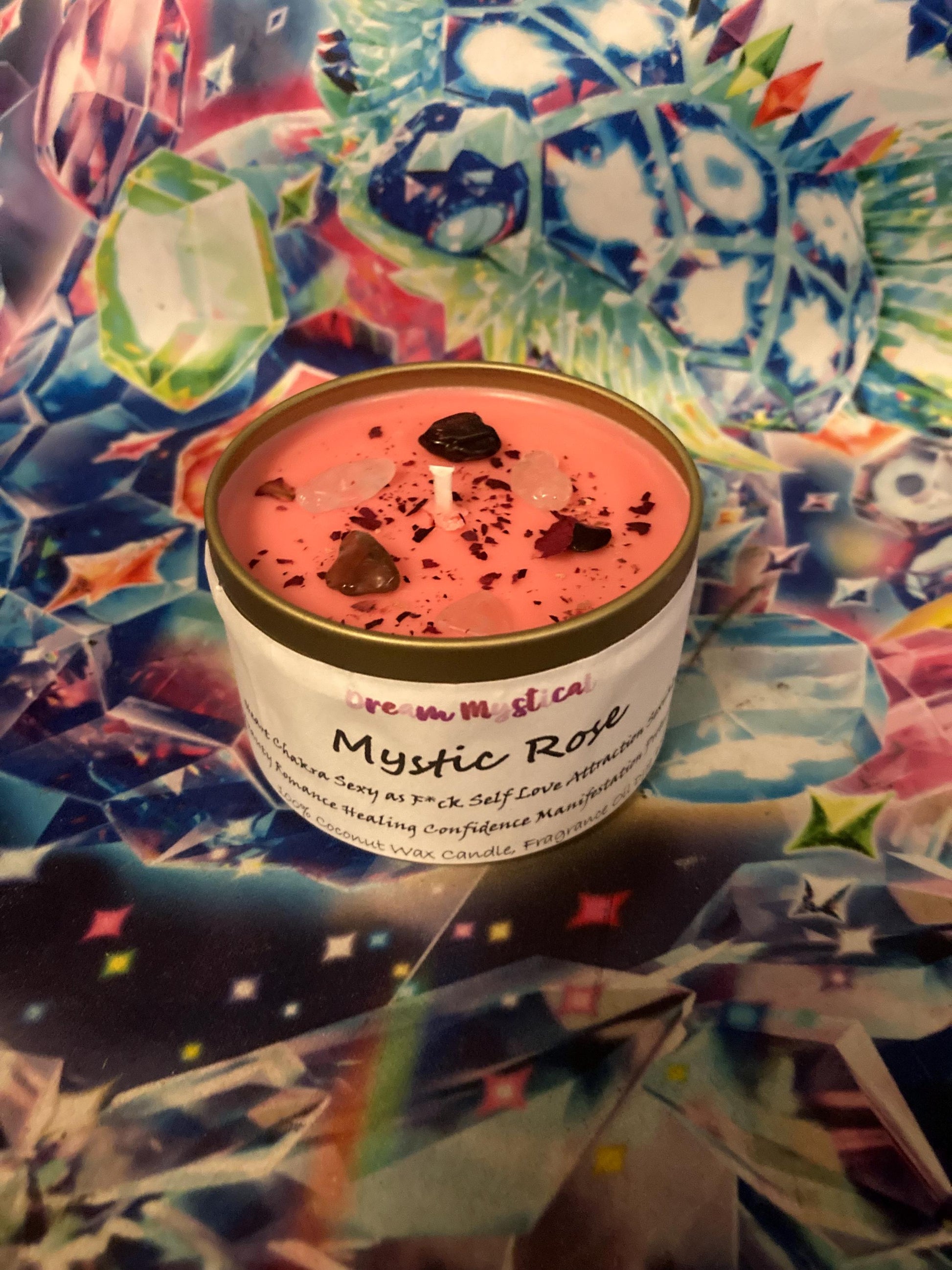 Mystic Rose Intentional Manifest Candle Heart Chakra Sexy as F*ck Healing Unconditional Love Forgiveness Protection meditation Cocnut Wax