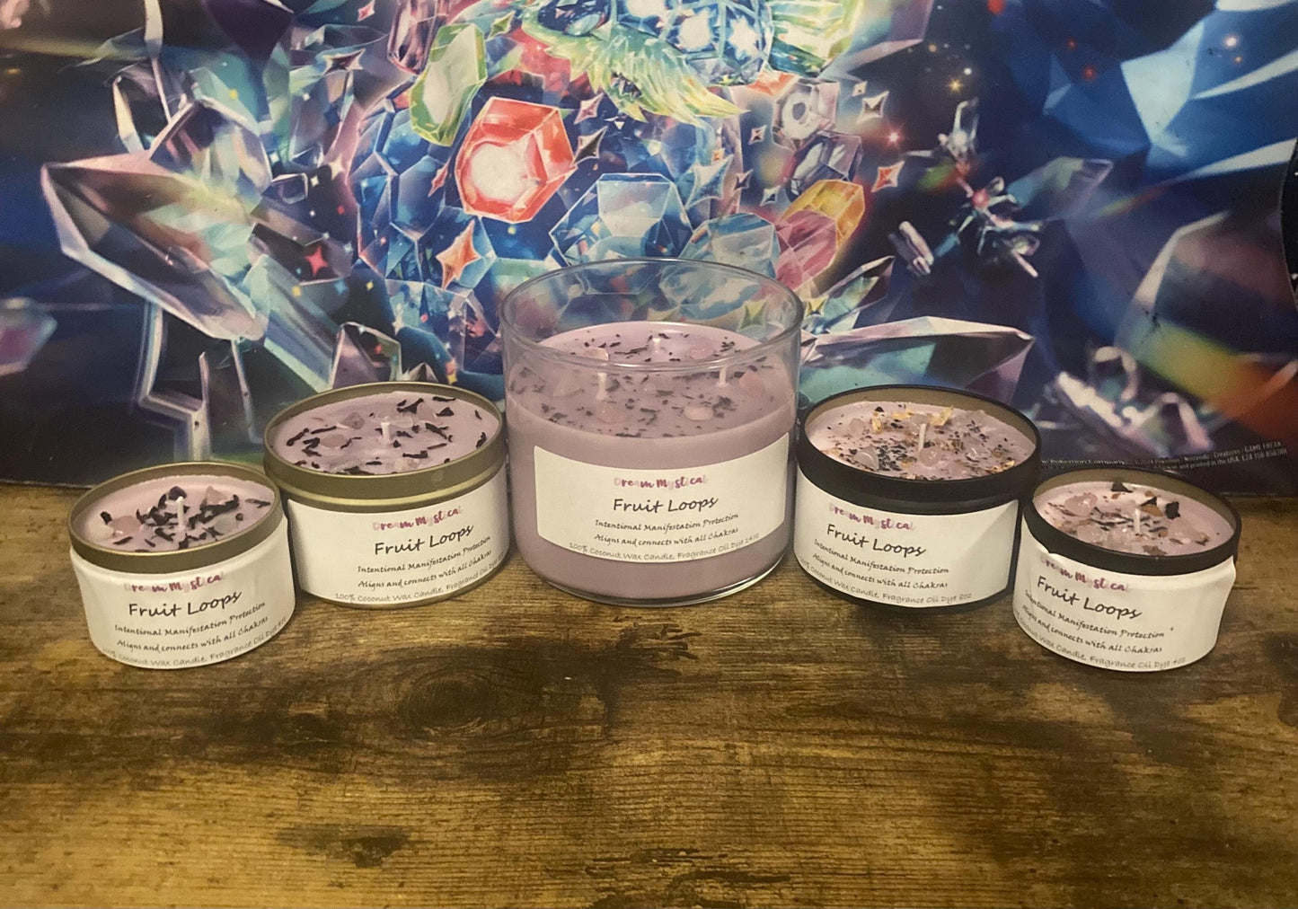 Fruit Loops Intentional Manifesting Alligns and connects with all chakras Candle 100% coconut wax